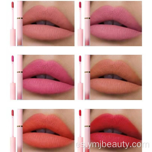 Lápiz labial rosa de 6 colores Juego de lápiz labial líquido dorado